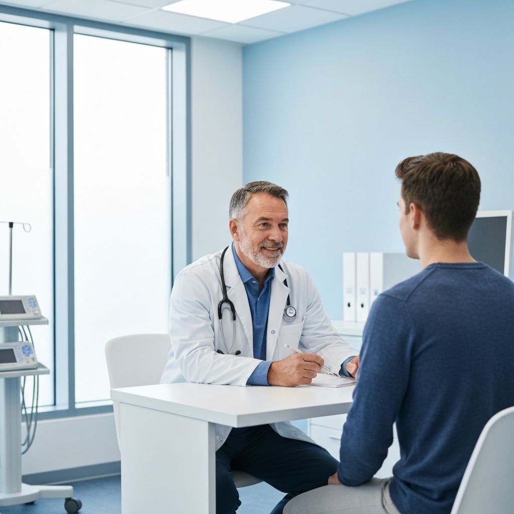 Healthcare professional consultation in modern clinic